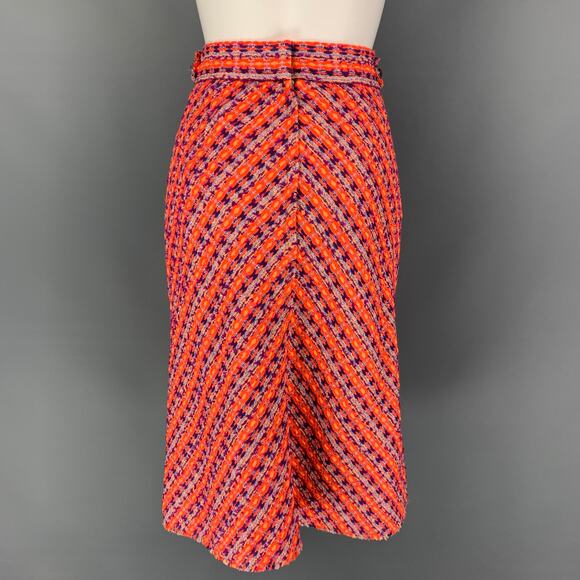 MARC JACOBS Size 0 Orange Multi-Color Modal Blend Tweed A-Line Skirt - Picture 3 of 6
